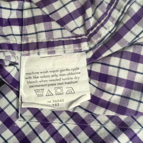 Chaps Shirt Mens 17.5 36/37 Classic Fit Plaid Wrinkle Free Button Up Dress Shirt - Picture 13 of 14